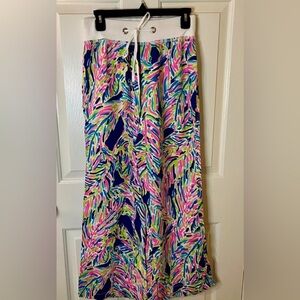 Lilly Pulitzer 
Women's Blue Beach drawstring floral tropical resortwear Pants